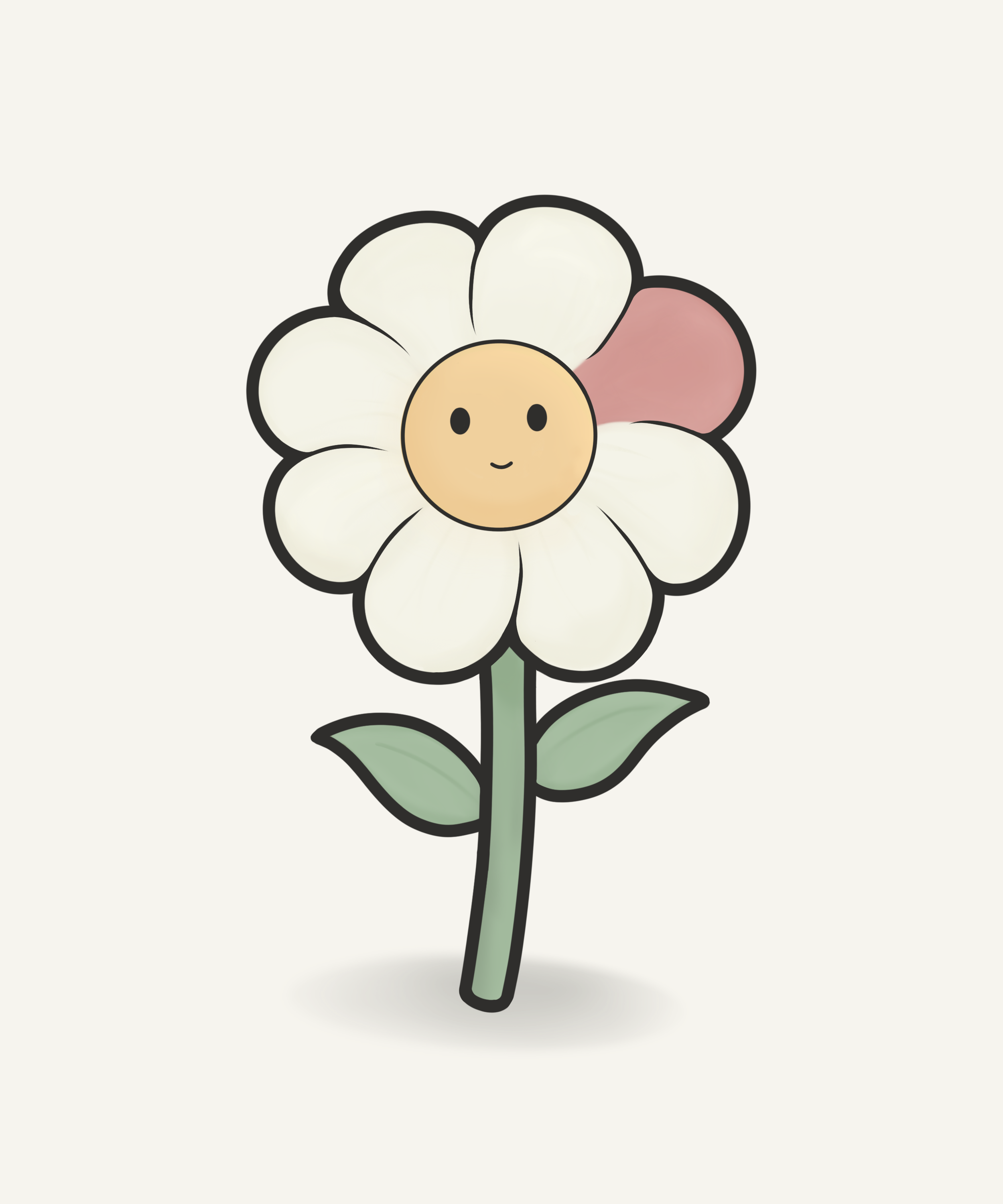 hand drawn retro cartoon flower with a smiling face representing visible growth and resilience